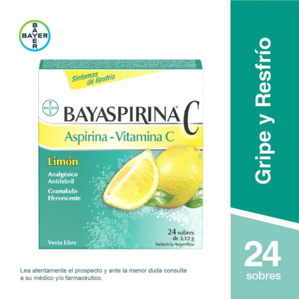 BAYASPIRINA C SOBRES EFERVECENTES ASPIRINA + VITAMINA C. Caja 24U