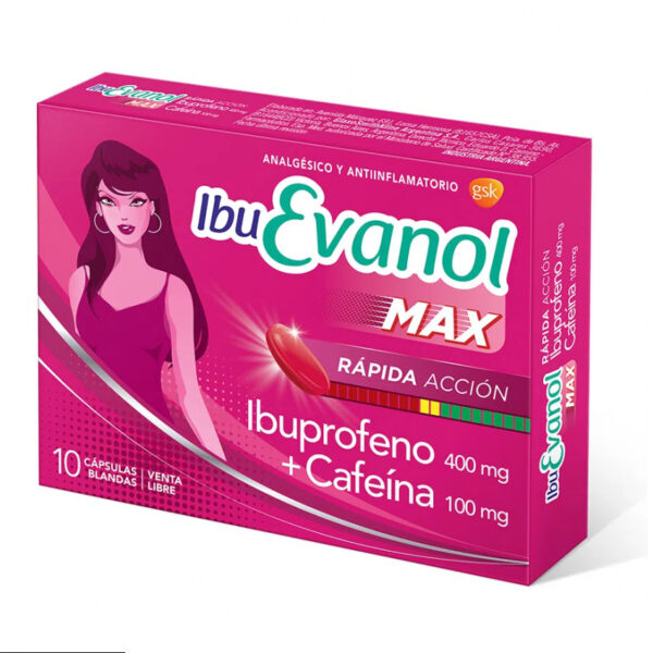 IBUEVANOL MAX RAPIDA ACCION CAPSULAS IBUPROFENO 400MG CAFEINA 100MG BLISTER 20U