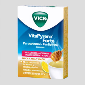 VICK VITAPYRENA FORTE ANALGESITO ANTIFEBRIL DESCONGESTIVO PARACETAMOL 500MG FENILEFRINA 10MG 5 SOBRES DE 5G