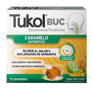TUKOL BUC CARAMELOS ANTISEPTICOS DOLOR DE GARGANTA SABOR MIEL Y LIMON 9U