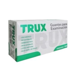 GUANTE DE LATEX TRUX USO MEDICO TALLE MEDIANO CAJA 100U