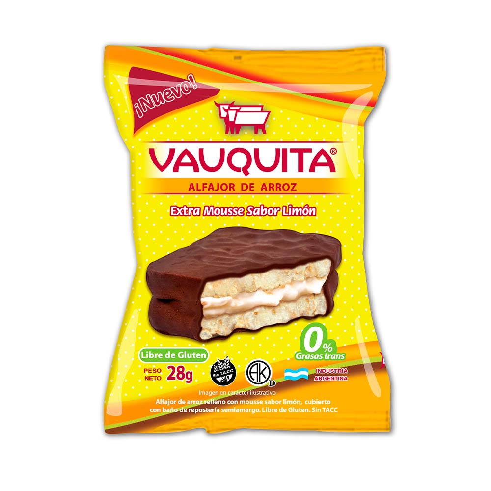 VAUQUITA ALFAJOR ARROZ CLASICO 28G