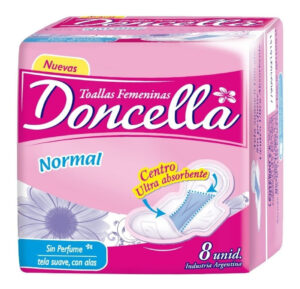 DONCELLA TOALLAS NORMAL CON ALAS 8U (VERDE O ROSA)