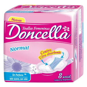 DONCELLA TOALLAS NORMAL CON ALAS 8U (VERDE O ROSA)