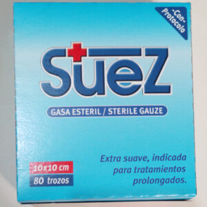 GASA ESTERIL 10CM X 10 CM SUEZ CAJA DE 10 SOBRES CON 8UNIDADES