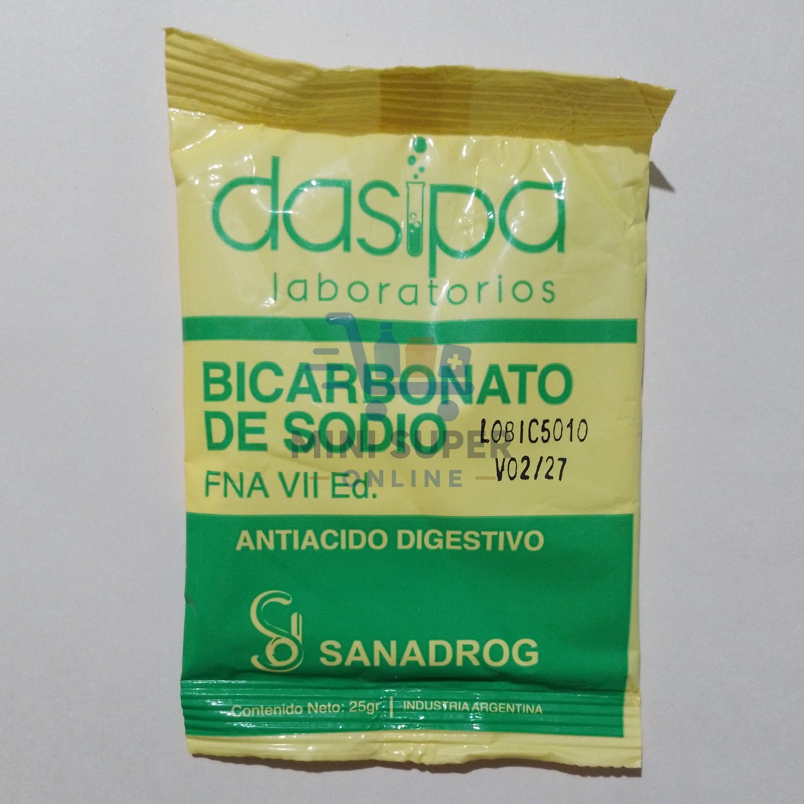 bicarbonato de sodio sobre 25g