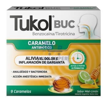 tukol buc caramelos antisepticos dolor de garganta sabor miel y limon 9u