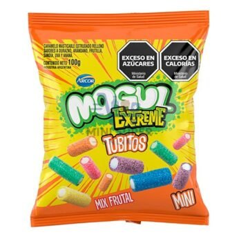 mogul extreme tubitos mini sabor mix frutal 100g